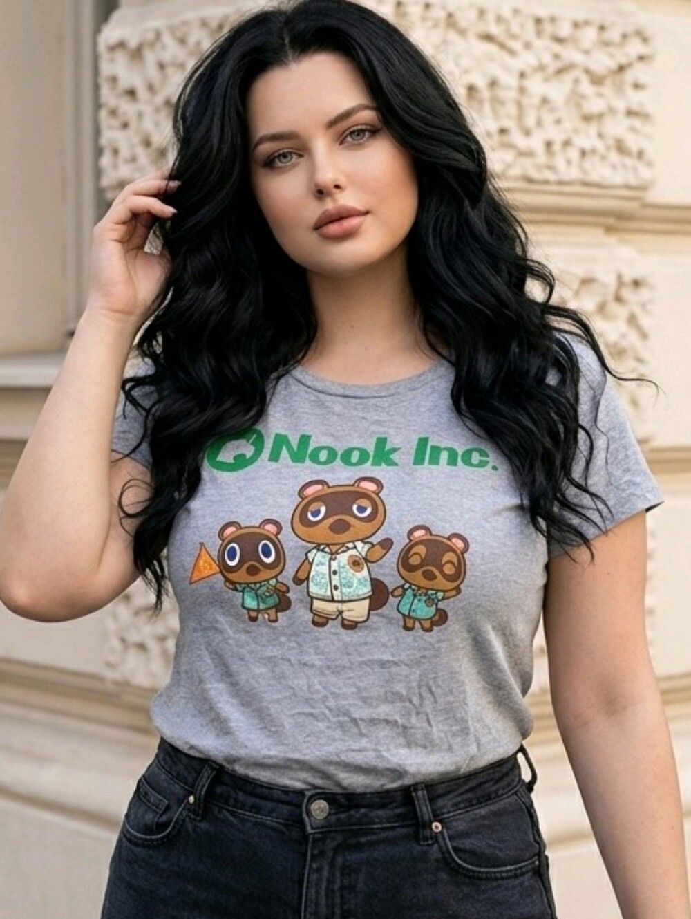 Nintendo Animal Crossing Juniors Tee Tom Nook Timmy Tommy XXL 19 Gray T-Shirt